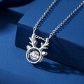 wholesale S925 Sterling Silver Forest-inspired Deer with You Exquisite Inlaid Necklace for Women, Elegant Antler Collarbone Chain Christmas Gift-0-3