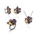 wholesale 925 Silver Secret Garden Designer Brooch Pendant Two-Way, Birds Singing and Flowers Fragrant Design with Natural Amethyst Necklace-0-4
