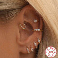 wholesale S925 Sterling Silver Luxury Diamond-Studded Circle Ear Cuff, Korean Style Minimalist Elegant Earrings-0-1