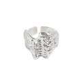 wholesale S925 Sterling Silver 297 Korean Version Ins Small Irregular Bumpy Textured Open Adjustable Ring for Women Versatile Band-0-4