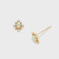 wholesale S925 Silver Plated 14K Gold Australian Opal Earrings with Fashion-Forward Minimalist Snowflake Design by Dunli Jewelry-0-1