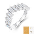 Sterling Silver Square Moissanite Ring, Amazon Bestseller, Customizable Women's Minimalist Stacking Ring-0-0
