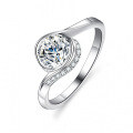 S925 Sterling Silver Ring with 1-Carat Round Moissanite-0-2