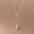 wholesale S925 Sterling Silver Waterdrop Pendant Necklace Adjustable Ins Style Choker for Women Y00235-0-3