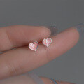 wholesale 925 Sterling Silver Small Heart Stud Earrings, Unique Design, Sweet and Elegant Heart-shaped Enamel Drop Earrings M02100-0-0