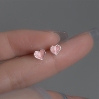 wholesale 925 Sterling Silver Small Heart Stud Earrings, Unique Design, Sweet and Elegant Heart-shaped Enamel Drop Earrings M02100-S925 silver pair rose gold>925 silver
