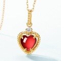 wholesale 925 Silver Gold Plated Japanese New Luxury Vintage Garnet Heart Necklace, Minimalist Design Pendant-0-2