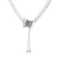 wholesale S925 sterling silver snake bone chain with zirconia butterfly fringe necklace, trendy and edgy for stylish girls, luxury and niche accessory-0-4