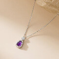 wholesale S925 Silver Fresh and Sweet Ins Style Niche Designed Diamond-Inlaid Amethyst Gourd Necklace Y02151-0-2