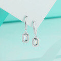 wholesale S925 Sterling Silver Emerald Cut Moissanite Women's Hoop Earrings, Luxury Trendy Rectangle Ear Hook Earrings-0-0