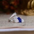 wholesale 18k Gold Plated S925 Silver Laboratory Royal Blue Cultured Sapphire Oval 7*9mm High-End Jewelry Closed Ring-0-2
