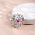 wholesale Metal material first - High jewelry oval 6*8mm 2-carat lab-grown ruby three-in-one pendant watch brooch set-0-3