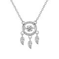 wholesale S925 Sterling Silver Maker Dreamcatcher Necklace with Lucky Tassel, Leaf, Hoop, and Moving Pendant for a Stylish and Personalized Collarbone Chain-0-4