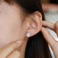 S925 Silver Geometric Irregular Circle Round Ear Stud Earrings with Moissanite-0-2