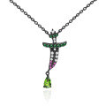 wholesale 925 Silver Designer Dark Gothic Retro Style Pendant with Natural Gemstone Inlay Necklace-0-6