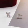 wholesale S925 Sterling Silver Maker's New Korean-style Ins-style Zircon Butterfly Stud Earrings, Fashionable and Versatile Women's Jewelry-0-2
