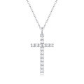wholesale Metal Material: 925 Silver, Faith Pendant Necklace, Fashionable Silver Jewelry, Light Luxury High-End Feel, Moissanite Cross Choker Chain Wholesale-0-4