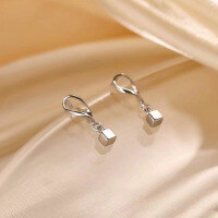 wholesale Metal S925 Wave Square Earrings: Korean Style, Simple, Creative, And Sweet-107ED-Silver-S925 925 Silver