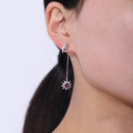 wholesale S925 Sterling Silver Fashion Sun Moon Earrings Natural Gemstone Crystal Garnet Topaz Long Drop Colorful Gem Earrings-0-2