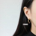 wholesale S925 Sterling Silver Plated Gold Geometric Hoop Earrings for Women, Versatile INS Style-0-2