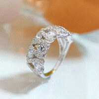 wholesale S925 Silver New Zofan Jewelry Zircon White Diamond Red Diamond European and American Fashion Wholesale Ring Band for Women-R395 White Diamond No. 9