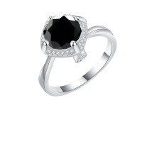 wholesale S925 Sterling Silver Cross-Border 3-Carat Colorful Moissanite Twist Shank Square Halo Ring Gift for Girlfriend Wedding Ring-3 carat (black moissanite) ring size 5