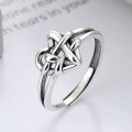 wholesale S925 Sterling Silver Irregular Heart Woven Line Ring, Trendy and Stylish Ins Style Design Index Finger Ring-0-0