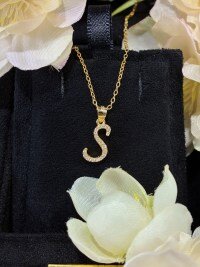S925 Silver 18k Gold-Plated Moissanite Alphabet Pendant Necklace, DIY Gift.-S> Gold
