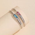 wholesale 925 Sterling Silver Artificial Blue Crystal Bracelet for Women, Small and Exquisite Couple Silver Bracelet Hand Jewelry Birthday Gift for Girlfriend-0-0