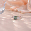 wholesale Silver Plated 18k Gold 6*8mm Radiant Cut Teal Blue Green Moissanite Ring for Cross-Border Independent Stores-0-1