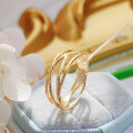 wholesale S925 silver plated with 14K gold Japanese-style minimalist versatile irregular curved plain ring-0-0