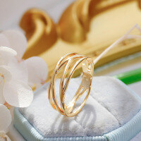 wholesale S925 silver plated with 14K gold Japanese-style minimalist versatile irregular curved plain ring-Irregular Curve Plain Gold Ring Mido No. 6