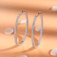 wholesale S925 Sterling Silver Plated with 18K Gold Cross-Border New Design European and American Fashion Full Diamond Moissanite Hoop Earrings High-End Earrings-Diameter 30MM