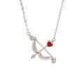 wholesale Sterling Silver Cupid's Arrow Heart Pendant Necklace, One Arrow Pierces the Heart Delicate Collarbone Chain for Women, Luxurious Valentine's Day Gift-0-4