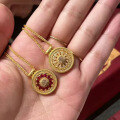wholesale Golden S925 Silver Red Pomelo Compass Double-sided Necklace Lucky Eight Treasures Pendant Chinese Style-0-3