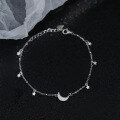 wholesale Sterling Silver Star Moon Bracelet Ins Niche Design Trendy Star and Moon Hand Jewelry Student Best Friend Retro Accessories-0-1