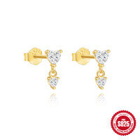 wholesale S925 Sterling Silver, Opal Teardrop, Diamond Accent, Tassel Earrings, Creative European and American Best-Seller-Gold#3 925 Silver