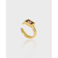 wholesale S925 Sterling Silver 708 Korean Version Ins Niche Design Minimalist Square Zircon Textured Stud Ear Clip for Women Without Ear Piercing-18K Gold [White Zircon - Single] &gt; 925 Silver