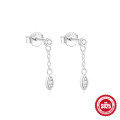 wholesale S925 Sterling Silver Geometric Star and Moon Earrings with Pearl, Diamond, and Fringe Chain-0-8