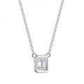 Sterling Silver Pendant with 2ct Moissanite and Emerald-Cut Bezel Setting-0-2