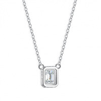 Sterling Silver Pendant with 2ct Moissanite and Emerald-Cut Bezel Setting.-2-carat (moissanite)