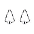 wholesale S925 Sterling Silver Minimalist Rotatable Triangle and Quadrilateral Lucky Bead Stud Earrings, Versatile and Stylish Ear Accessories-0-4