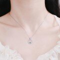 S925 Sterling Silver 50-Point Moissanite Pendant Necklace with Micro-Pavé-0-2