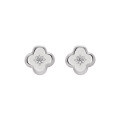 wholesale S925 Sterling Silver Four-Leaf Clover Diamond Stud Earrings Women Minimalist Style Small Fresh Personalized Elegant Heart-shaped Silver Earrings Wholesale-0-5