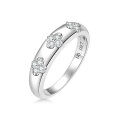 S925 Sterling Silver Triple Lucky Clover Moissanite Ring-0-3