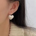 wholesale S925 Sterling Silver Heavy Workmanship Heart Earrings, Ear Hook for Women, Korean New Style, Niche French-inspired Peach Heart, Minimalist Wind Ear Accessories-0-2