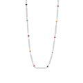 wholesale S925 Sterling Silver Colorful Rainbow Enamel Bead Square Bar Minimalist Pendant Necklace for Women, Korean New Style Collarbone Chain-0-4