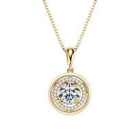 S925 Silver D Color Moissanite Classic Halo Pendant Necklace-Small round disc necklace [K gold] 6.5mm  925 silver