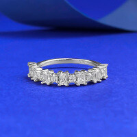 wholesale S925 Sterling Silver New Rectangular Oval Row Ring for Women, Minimalist and Stylish Polished Stacking Ring Fashion Design-R1385 White Diamond Ring No. 7
