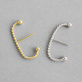 wholesale S925 Sterling Silver Korean-style Minimalist C-shaped Twist Ear Studs, Versatile and Unique Ear Clips for Women-0-4